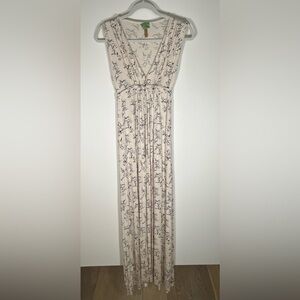 Vintage Y2K Rachel Pally Essie maxi cream seagull all-over print dress sz M